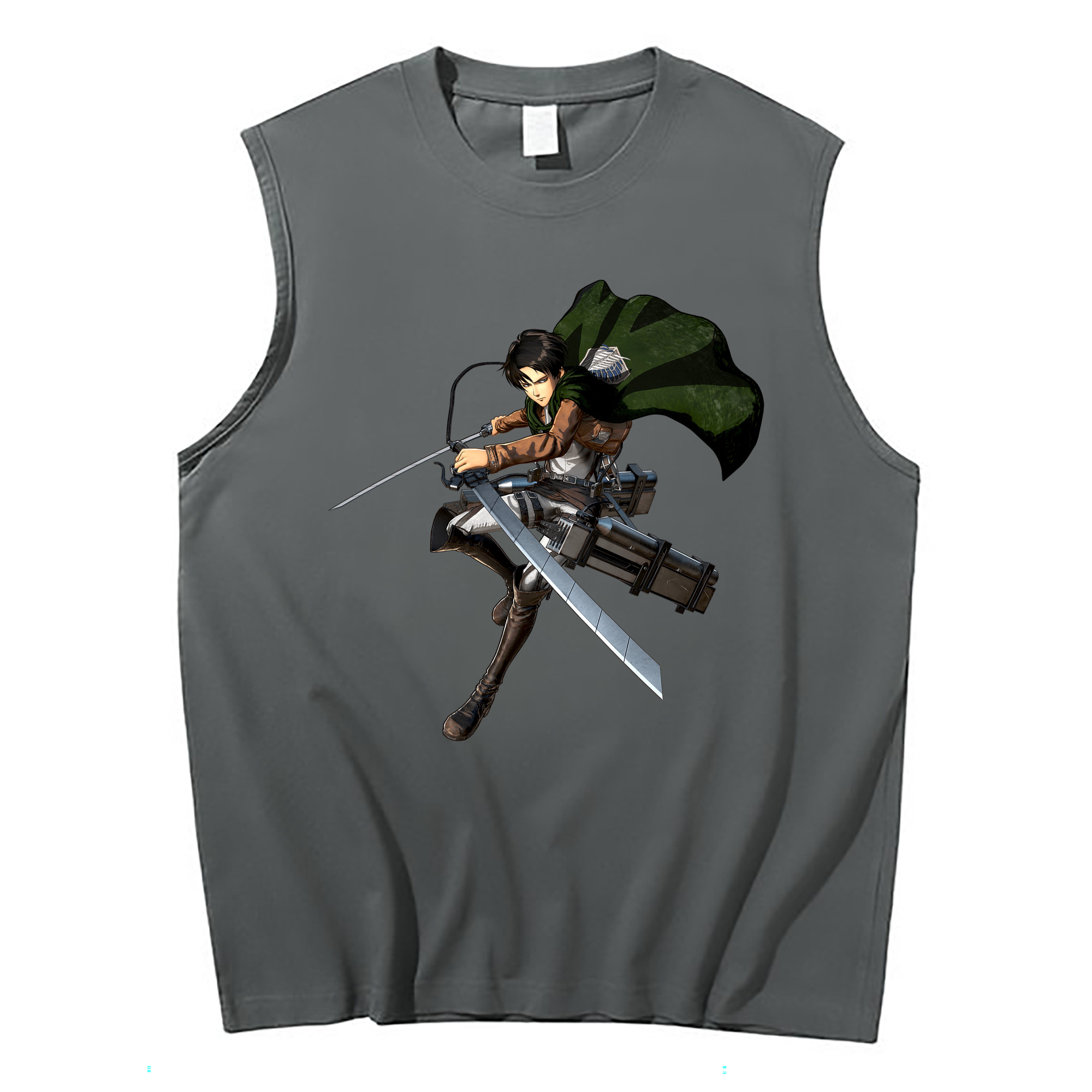 （画像用） 進撃の巨人 リヴァイ·アッカーマン Attack on Titan Levi Ackerman コットン100％タンクトップ（フロントプリント）